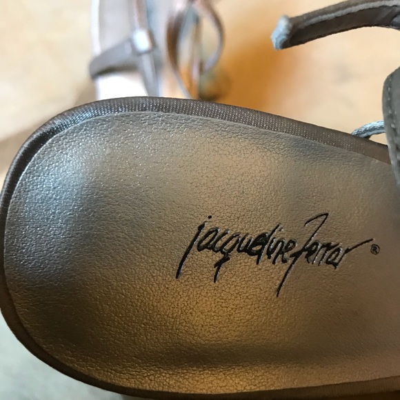 Jacqueline Ferrer Silver Ankle Strap Heels 7 1/2 - Picture 7 of 8